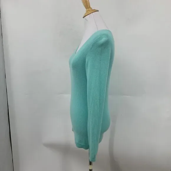 Talbots Sweater Womens XS Extra Small Candy Green Pure Cashmere V Neck Pullover - Picture 4 of 10